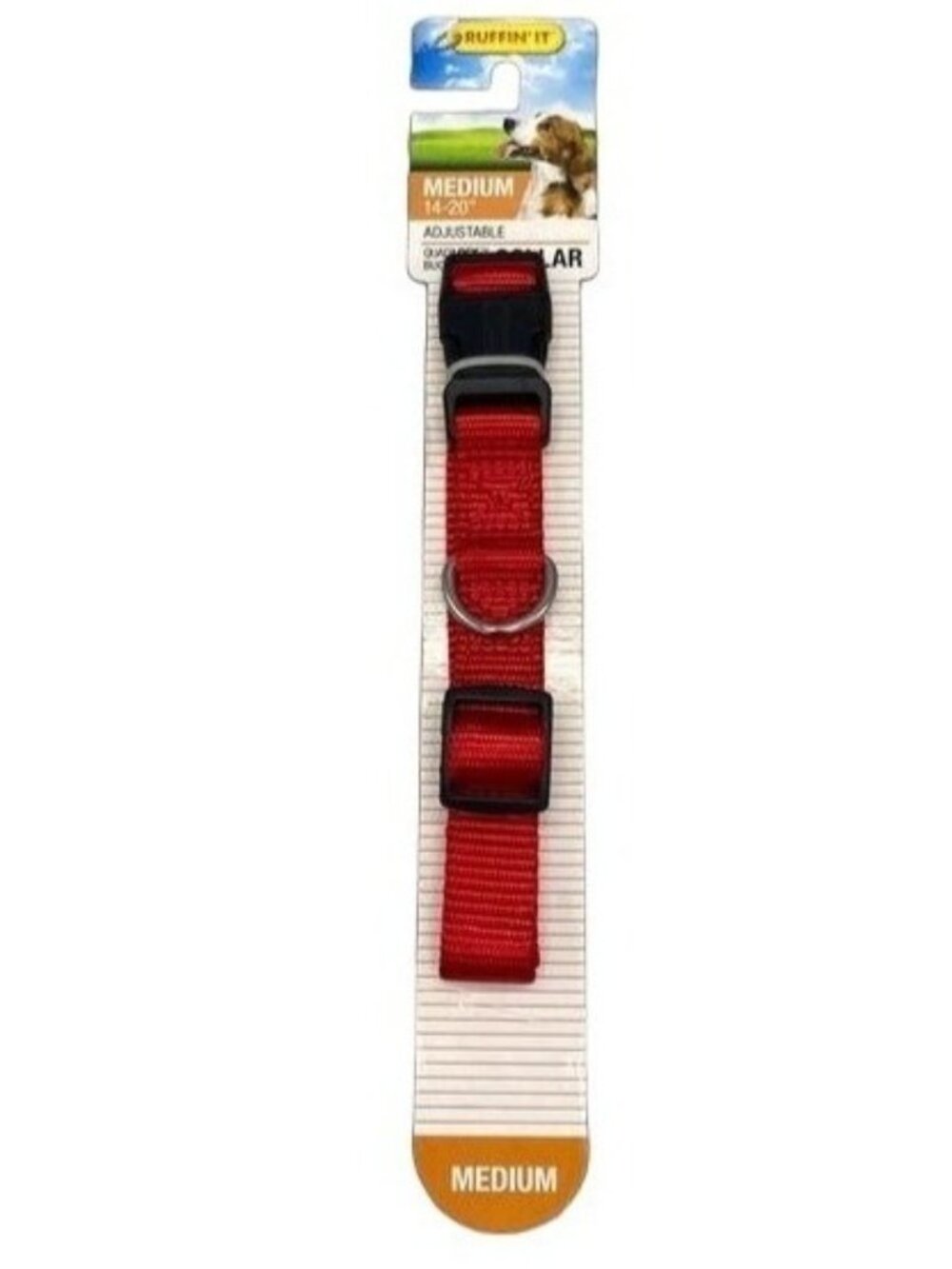 ruffin' it' dog collar Red Size Medium 14-20" adjustable quadlock buckle NEW